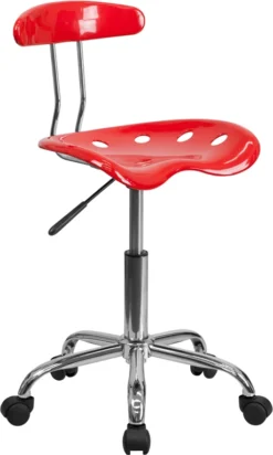 Vibrant Red And Chrome Swivel Task Chair With Tractor Seat - By Flash Furniture - Madison Seating
