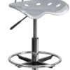 Vibrant Silver And Chrome Drafting Stool With Tractor Seat - By Flash Furniture - Madison Seating