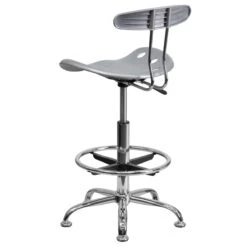 Vibrant Silver And Chrome Drafting Stool With Tractor Seat - By Flash Furniture - Madison Seating -Executive Chairs Sales Vibrant Silver and Chrome Drafting Stool with Tractor Seat by Flash Furniture 2