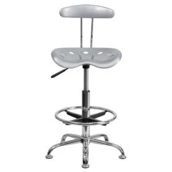 Vibrant Silver And Chrome Drafting Stool With Tractor Seat - By Flash Furniture - Madison Seating -Executive Chairs Sales Vibrant Silver and Chrome Drafting Stool with Tractor Seat by Flash Furniture 3
