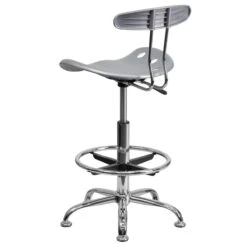 Vibrant Silver And Chrome Drafting Stool With Tractor Seat - By Flash Furniture - Madison Seating -Executive Chairs Sales Vibrant Silver and Chrome Drafting Stool with Tractor Seat by Flash Furniture 4
