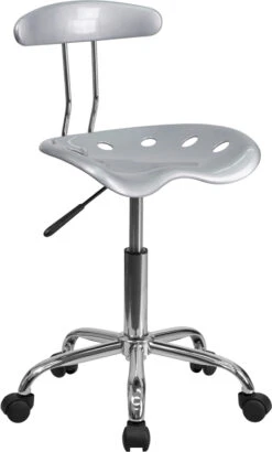 Vibrant Silver And Chrome Swivel Task Chair With Tractor Seat - By Flash Furniture - Madison Seating