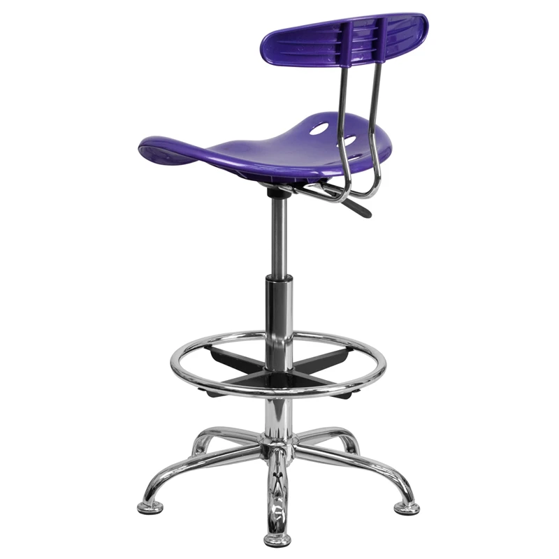 Vibrant Violet And Chrome Drafting Stool With Tractor Seat - By Flash Furniture - Madison Seating 5 Vibrant Violet And Chrome Drafting Stool With Tractor Seat - By Flash Furniture - Madison Seating - Image 3