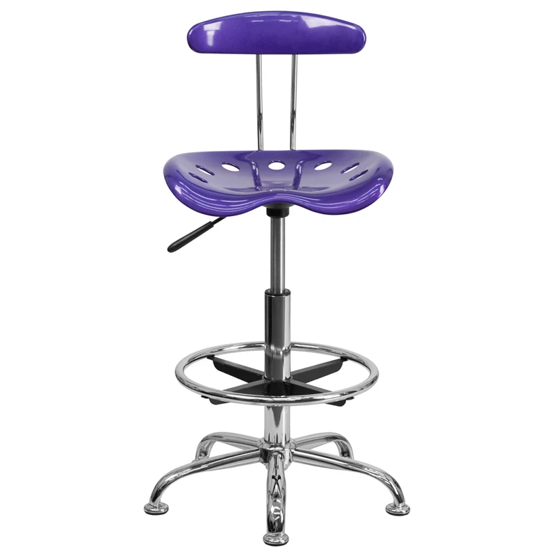Vibrant Violet And Chrome Drafting Stool With Tractor Seat - By Flash Furniture - Madison Seating 6 Vibrant Violet And Chrome Drafting Stool With Tractor Seat - By Flash Furniture - Madison Seating - Image 4