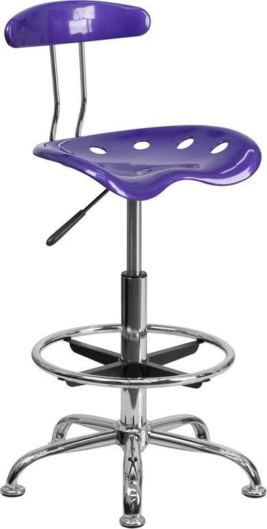 Vibrant Violet And Chrome Drafting Stool With Tractor Seat - By Flash Furniture - Madison Seating 3 Vibrant Violet And Chrome Drafting Stool With Tractor Seat - By Flash Furniture - Madison Seating