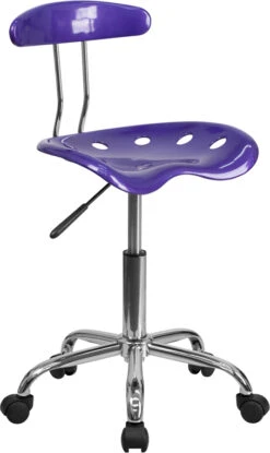 Vibrant Violet And Chrome Swivel Task Chair With Tractor Seat By Flash Furniture - Madison Seating
