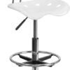 Vibrant White And Chrome Drafting Stool With Tractor Seat - By Flash Furniture - Madison Seating