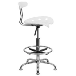 Vibrant White And Chrome Drafting Stool With Tractor Seat - By Flash Furniture - Madison Seating -Executive Chairs Sales Vibrant White and Chrome Drafting Stool with Tractor Seat by Flash Furniture 2