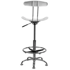 Vibrant White And Chrome Drafting Stool With Tractor Seat - By Flash Furniture - Madison Seating -Executive Chairs Sales Vibrant White and Chrome Drafting Stool with Tractor Seat by Flash Furniture 3