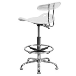 Vibrant White And Chrome Drafting Stool With Tractor Seat - By Flash Furniture - Madison Seating -Executive Chairs Sales Vibrant White and Chrome Drafting Stool with Tractor Seat by Flash Furniture 4