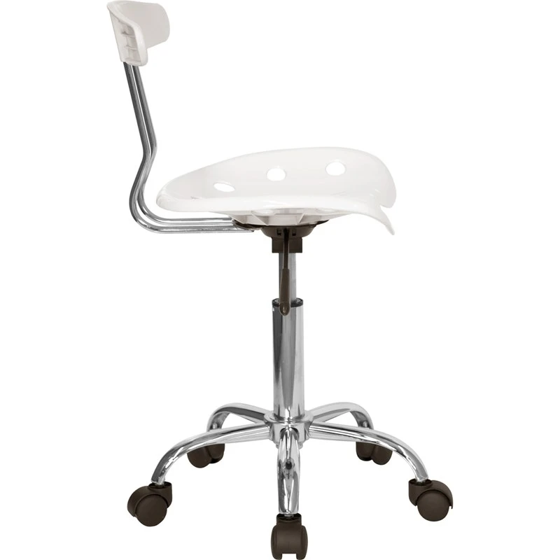 Vibrant White And Chrome Swivel Task Chair With Tractor Seat - By Flash Furniture - Madison Seating 4 Vibrant White And Chrome Swivel Task Chair With Tractor Seat - By Flash Furniture - Madison Seating - Image 2
