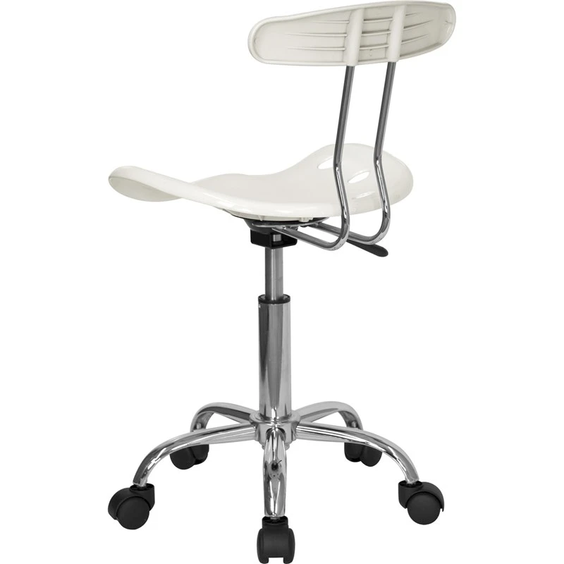 Vibrant White And Chrome Swivel Task Chair With Tractor Seat - By Flash Furniture - Madison Seating 5 Vibrant White And Chrome Swivel Task Chair With Tractor Seat - By Flash Furniture - Madison Seating - Image 3