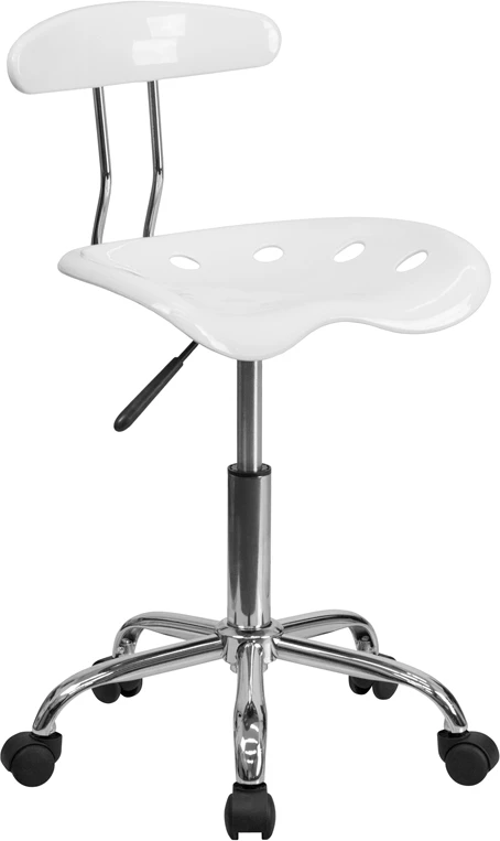 Vibrant White And Chrome Swivel Task Chair With Tractor Seat - By Flash Furniture - Madison Seating 3 Vibrant White And Chrome Swivel Task Chair With Tractor Seat - By Flash Furniture - Madison Seating