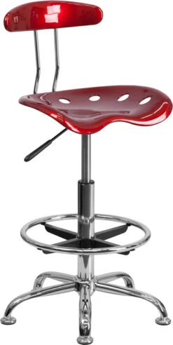 Vibrant Wine Red And Chrome Drafting Stool With Tractor Seat - By Flash Furniture - Madison Seating