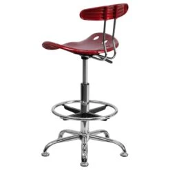 Vibrant Wine Red And Chrome Drafting Stool With Tractor Seat - By Flash Furniture - Madison Seating -Executive Chairs Sales Vibrant Wine Red and Chrome Drafting Stool with Tractor Seat by Flash Furniture 4