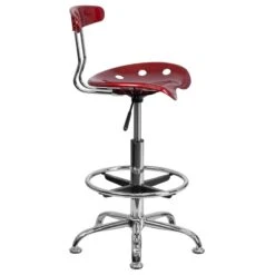 Vibrant Wine Red And Chrome Drafting Stool With Tractor Seat - By Flash Furniture - Madison Seating -Executive Chairs Sales Vibrant Wine Red and Chrome Drafting Stool with Tractor Seat by Flash Furniture 5