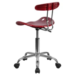Vibrant Wine Red And Chrome Swivel Task Chair With Tractor Seat - By Flash Furniture - Madison Seating -Executive Chairs Sales Vibrant Wine Red and Chrome Swivel Task Chair with Tractor Seat by Flash Furniture 2