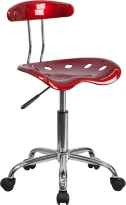 Vibrant Wine Red And Chrome Swivel Task Chair With Tractor Seat - By Flash Furniture - Madison Seating