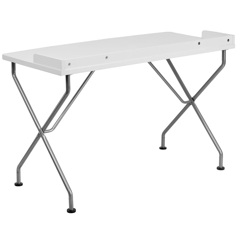 White Computer Desk With Silver Frame - By Flash Furniture - Madison Seating 4 White Computer Desk With Silver Frame - By Flash Furniture - Madison Seating - Image 2