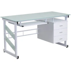 White Computer Desk With Three Drawer Pedestal - By Flash Furniture - Madison Seating