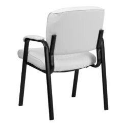 White Leather Executive Side Reception Chair With Black Frame Finish - By Flash Furniture - Madison Seating -Executive Chairs Sales White Leather Executive Side Reception Chair with Black Frame Finish by Flash Furniture 2