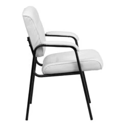 White Leather Executive Side Reception Chair With Black Frame Finish - By Flash Furniture - Madison Seating -Executive Chairs Sales White Leather Executive Side Reception Chair with Black Frame Finish by Flash Furniture 4