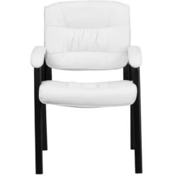 White Leather Executive Side Reception Chair With Black Frame Finish - By Flash Furniture - Madison Seating -Executive Chairs Sales White Leather Executive Side Reception Chair with Black Frame Finish by Flash Furniture 6